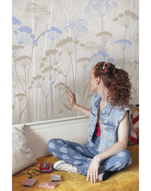 Panoramisch behang Ombelles blauw - 288x300 cm