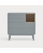 Commode Corvo 4 tiroirs et 1 niche gris perle - 90x40x90cm