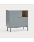 Commode Corvo 4 tiroirs et 1 niche gris perle - 90x40x90cm