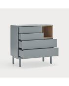 Commode Corvo 4 tiroirs et 1 niche gris perle - 90x40x90cm