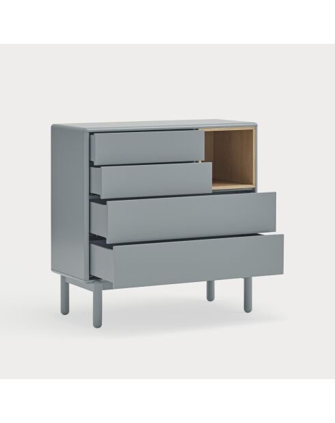 Commode Corvo 4 tiroirs et 1 niche gris perle - 90x40x90cm
