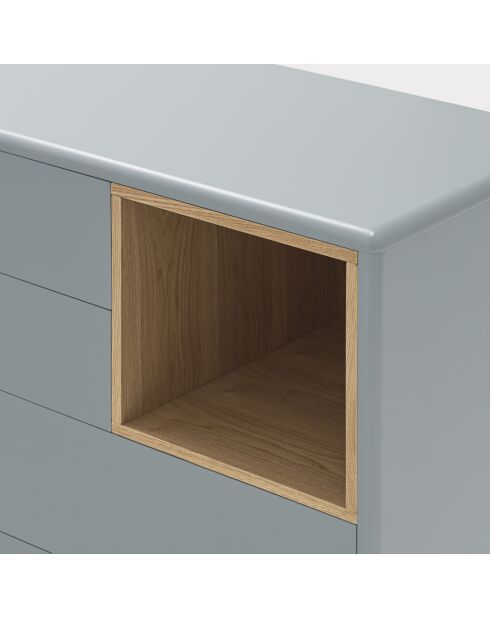 Commode Corvo 4 tiroirs et 1 niche gris perle - 90x40x90cm