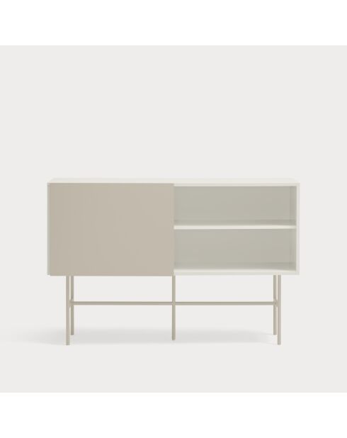 Nube Sideboard mit 3 Schubladen und 1 Schiebetür, cremefarben und sandfarben, 140 x 45 x 91 cm