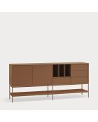 Buffet Platt 2 portes, 4 tiroirs et 3 niches argile - 220x45x98cm
