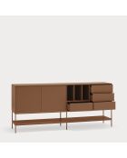 Buffet Platt 2 portes, 4 tiroirs et 3 niches argile - 220x45x98cm