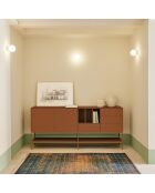 Buffet Platt 2 portes, 4 tiroirs et 3 niches argile - 220x45x98cm