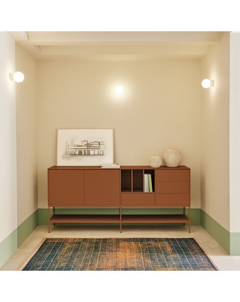 Platt Sideboard mit 2 Türen, 4 Schubladen und 3 Lehmnischen — 220x45x98cm