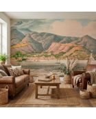 Mehrfarbige Panorama-Tapete mit karibischer Meereslandschaft - 336x250 cm