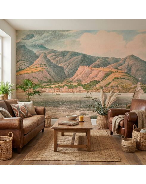 Mehrfarbige Panorama-Tapete mit karibischer Meereslandschaft - 336x250 cm