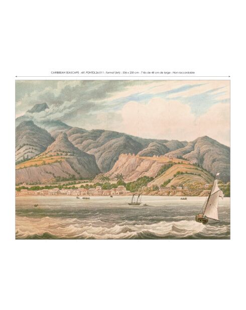 Mehrfarbige Panorama-Tapete mit karibischer Meereslandschaft - 336x250 cm