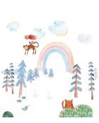 Panoramisch behang en veelkleurige katten - 240x270 cm