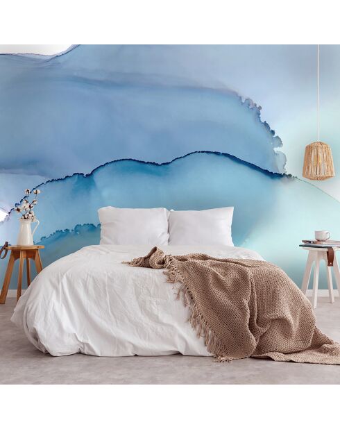 Lazuli blauw panoramabehang - 384x270 cm