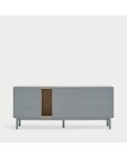 Credenza Corvo 1 anta, 6 cassetti e 1 nicchia grigio perla - 180x40x76cm