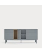 Credenza Corvo 1 anta, 6 cassetti e 1 nicchia grigio perla - 180x40x76cm
