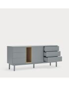 Credenza Corvo 1 anta, 6 cassetti e 1 nicchia grigio perla - 180x40x76cm