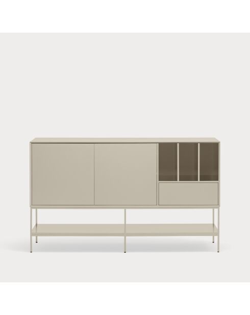 Buffet Platt 2 portes, 1 tiroir et 3 niches sable - 166x45x98cm