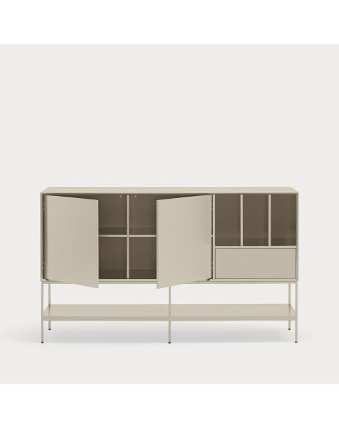 Buffet Platt 2 portes, 1 tiroir et 3 niches sable - 166x45x98cm