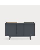 Credenza Otto 2 ante e 3 cassetti grigio antracite e rovere - 130x45x78cm