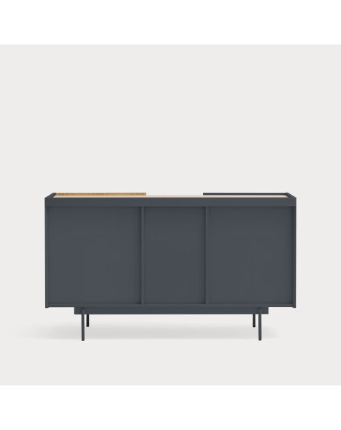 Otto dressoir 2 deuren en 3 laden antracietgrijs en eikenhout - 130x45x78cm