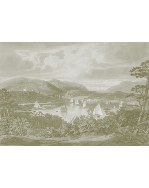 Panorama-Tapete Hudson River Salbei, 384 x 270 cm