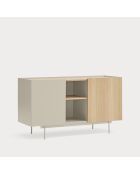 Credenza Otto 2 ante e 3 cassetti sabbia e rovere - 130x45x78cm