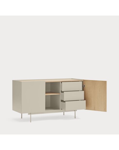 Otto Kommode mit 2 Türen und 3 Schubladen in Sand und Eiche — 130x45x78cm