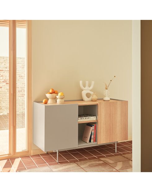 Otto Kommode mit 2 Türen und 3 Schubladen in Sand und Eiche — 130x45x78cm