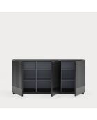 Buffet Doric 3 portes et 3 tiroirs noir/anthracite - 150x46x70cm