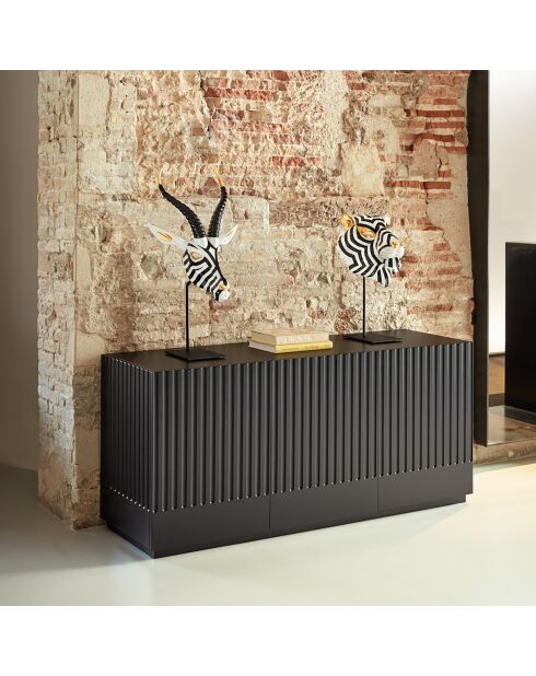 Buffet Doric 3 portes et 3 tiroirs noir/anthracite - 150x46x70cm