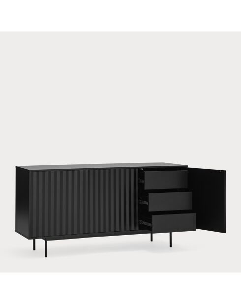 Buffet Sierra 3 portes et 3 tiroirs intérieurs noir - 159,2x47x79,6cm