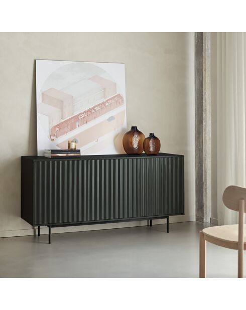 Buffet Sierra 3 portes et 3 tiroirs intérieurs noir - 159,2x47x79,6cm