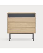 Commode Yoko 4 tiroirs chêne et gris anthracite - 90x86x45cm