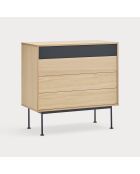 Commode Yoko 4 tiroirs chêne et gris anthracite - 90x86x45cm