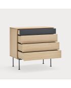 Commode Yoko 4 tiroirs chêne et gris anthracite - 90x86x45cm