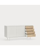Buffet Sierra 2 portes et 4 tiroirs blanc et chêne clair - 159.2x47x79,6cm