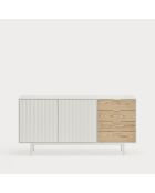 Buffet Sierra 2 portes et 4 tiroirs blanc et chêne clair - 159.2x47x79,6cm
