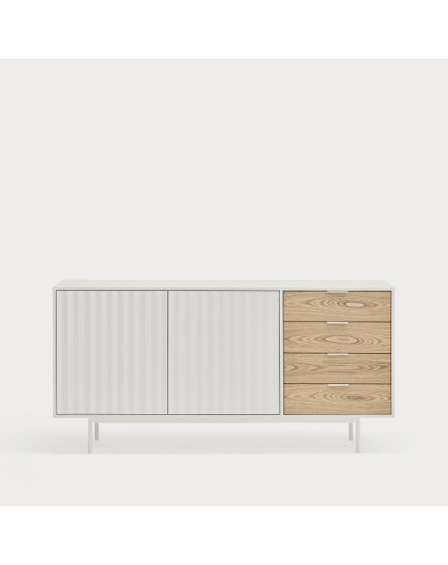 Buffet Sierra 2 portes et 4 tiroirs blanc et chêne clair - 159.2x47x79,6cm