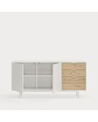 Buffet Sierra 2 portes et 4 tiroirs blanc et chêne clair - 159.2x47x79,6cm