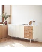 Buffet Sierra 2 portes et 4 tiroirs blanc et chêne clair - 159.2x47x79,6cm