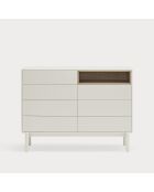 Cassettiera Corvo con 7 cassetti e 1 nicchia crema - 120x40x90cm