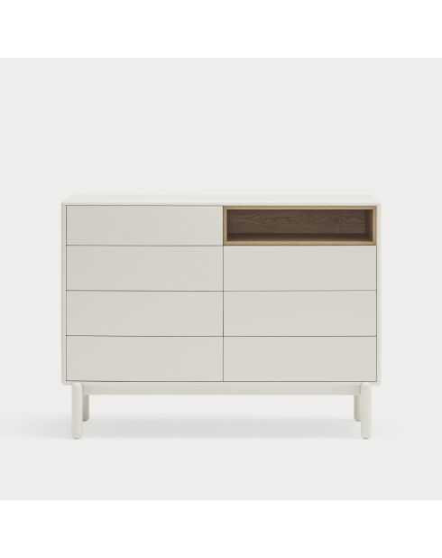 Cassettiera Corvo con 7 cassetti e 1 nicchia crema - 120x40x90cm