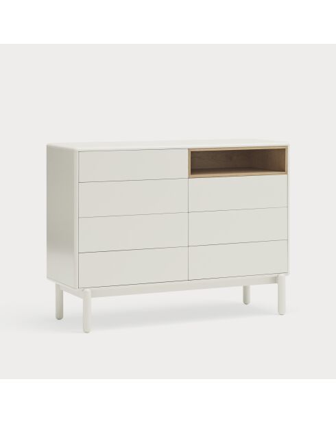 Cassettiera Corvo con 7 cassetti e 1 nicchia crema - 120x40x90cm