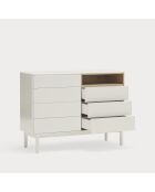 Cassettiera Corvo con 7 cassetti e 1 nicchia crema - 120x40x90cm