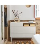 Cassettiera Corvo con 7 cassetti e 1 nicchia crema - 120x40x90cm