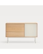Buffet Yoko 1 porte et 3 tiroirs chêne et crème - 128x80x45cm