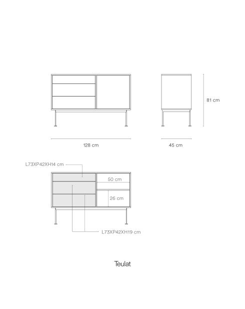 Buffet Yoko 1 porte et 3 tiroirs chêne et crème - 128x80x45cm