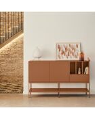 Buffet Platt 2 portes, 1 tiroir et 3 niches argile - 166x45x98cm