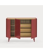 Arista Kommode mit 3 Türen und 3 internen Schubladen burgunderrot - 110x40x85cm