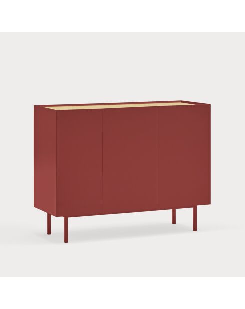 Arista Kommode mit 3 Türen und 3 internen Schubladen burgunderrot - 110x40x85cm