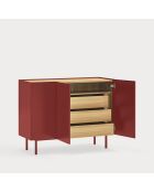 Arista Kommode mit 3 Türen und 3 internen Schubladen burgunderrot - 110x40x85cm